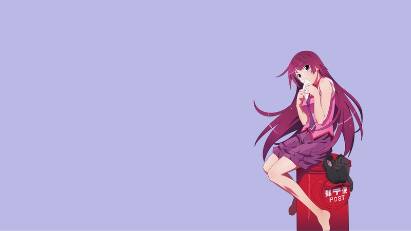 Anime Girl on Post Box — Purple, Calm, Post Box