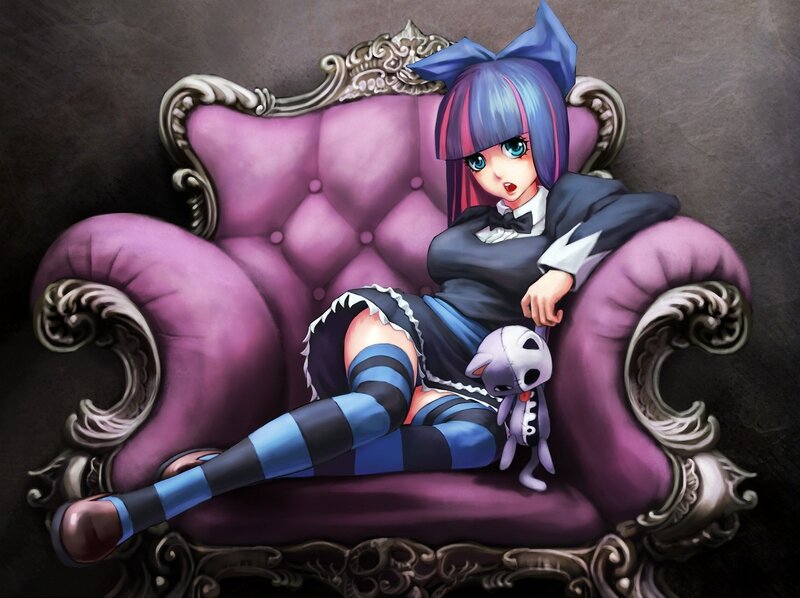 Anime girl on purple couch