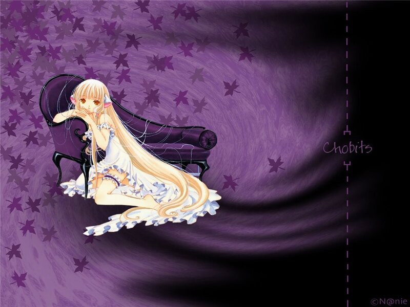 Anime girl on purple couch