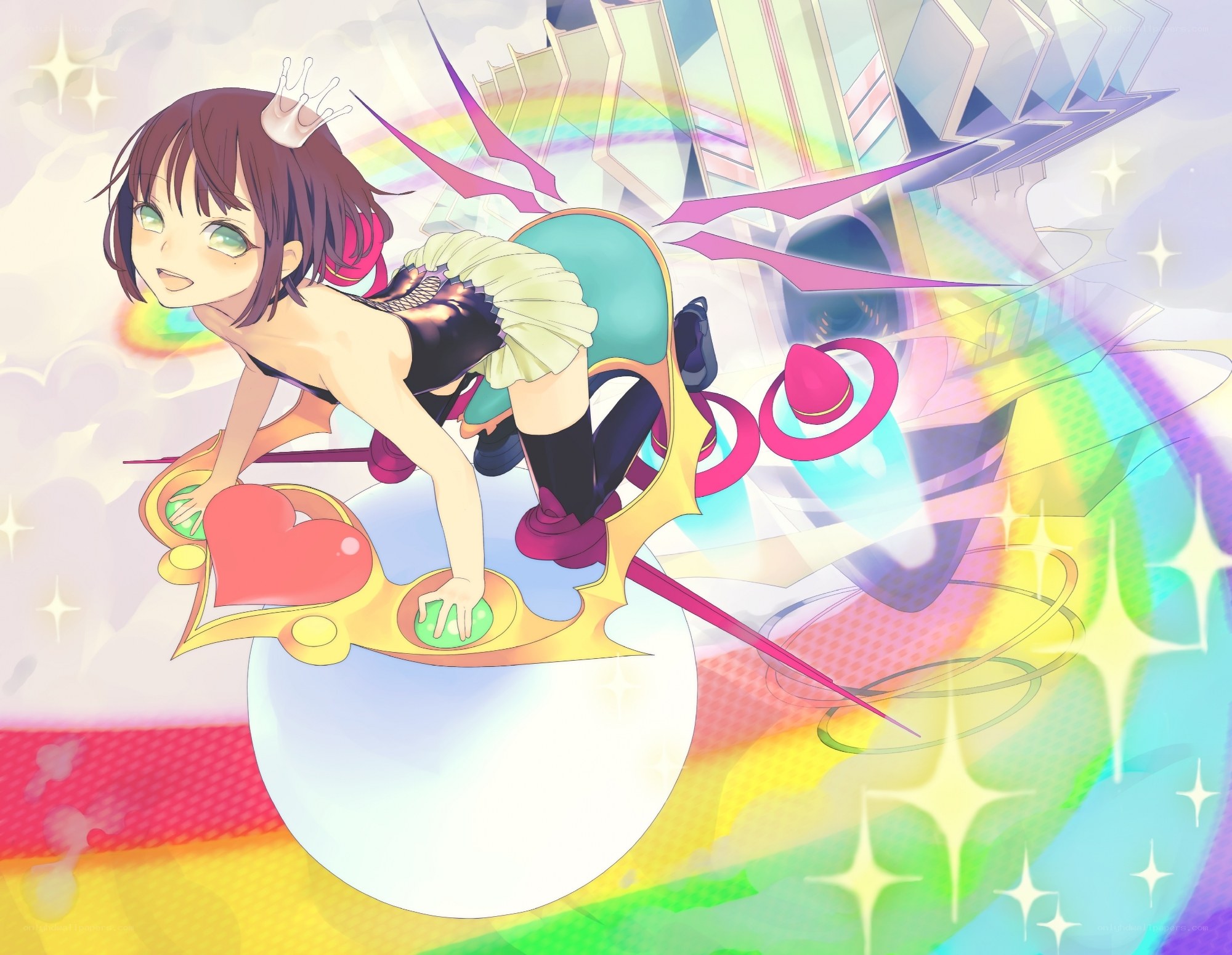 anime girl on rainbow platform