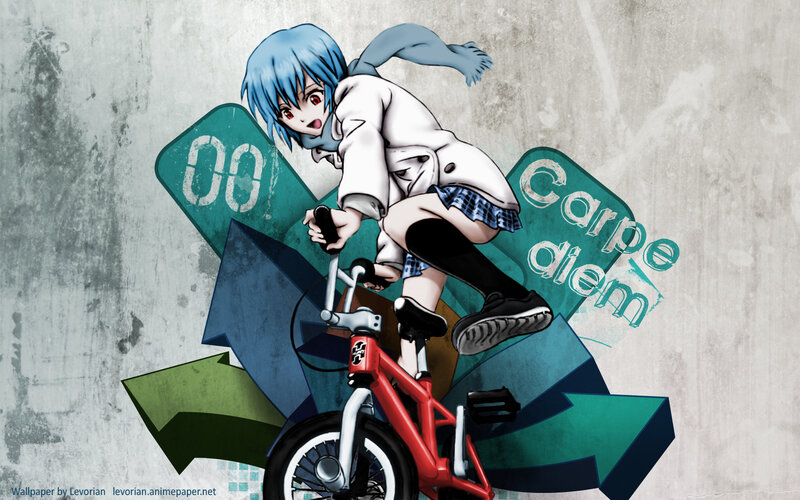 anime girl on red bike