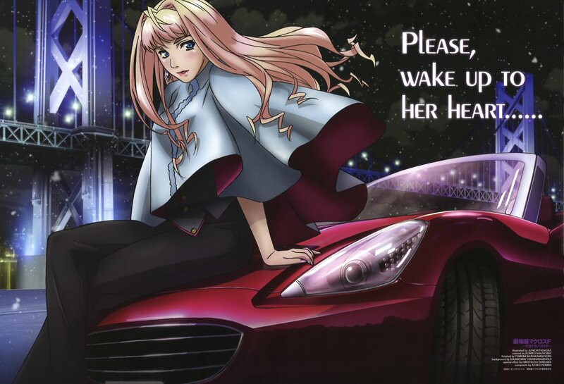 anime girl on red car
