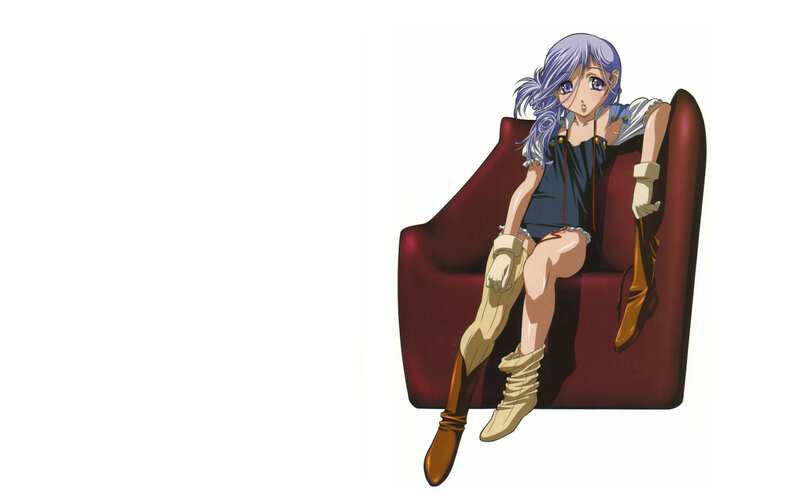 anime girl on red chair