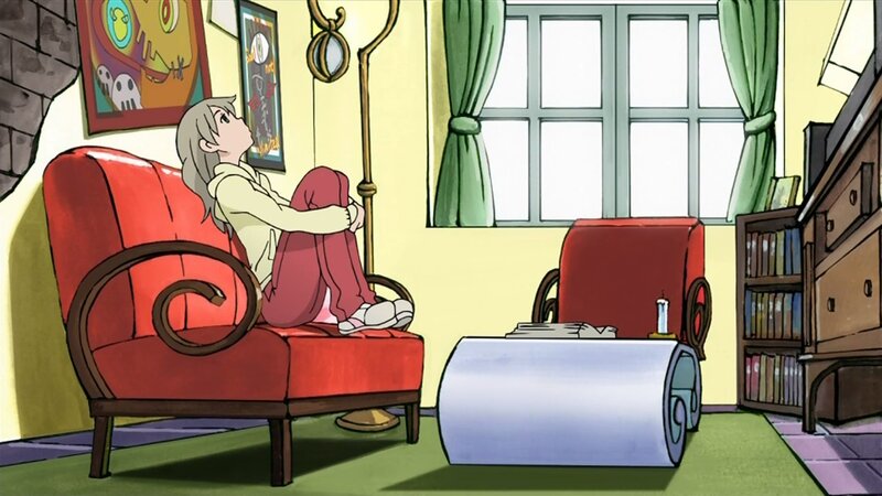 Anime Girl on Red Chair — Calm, Afternoon