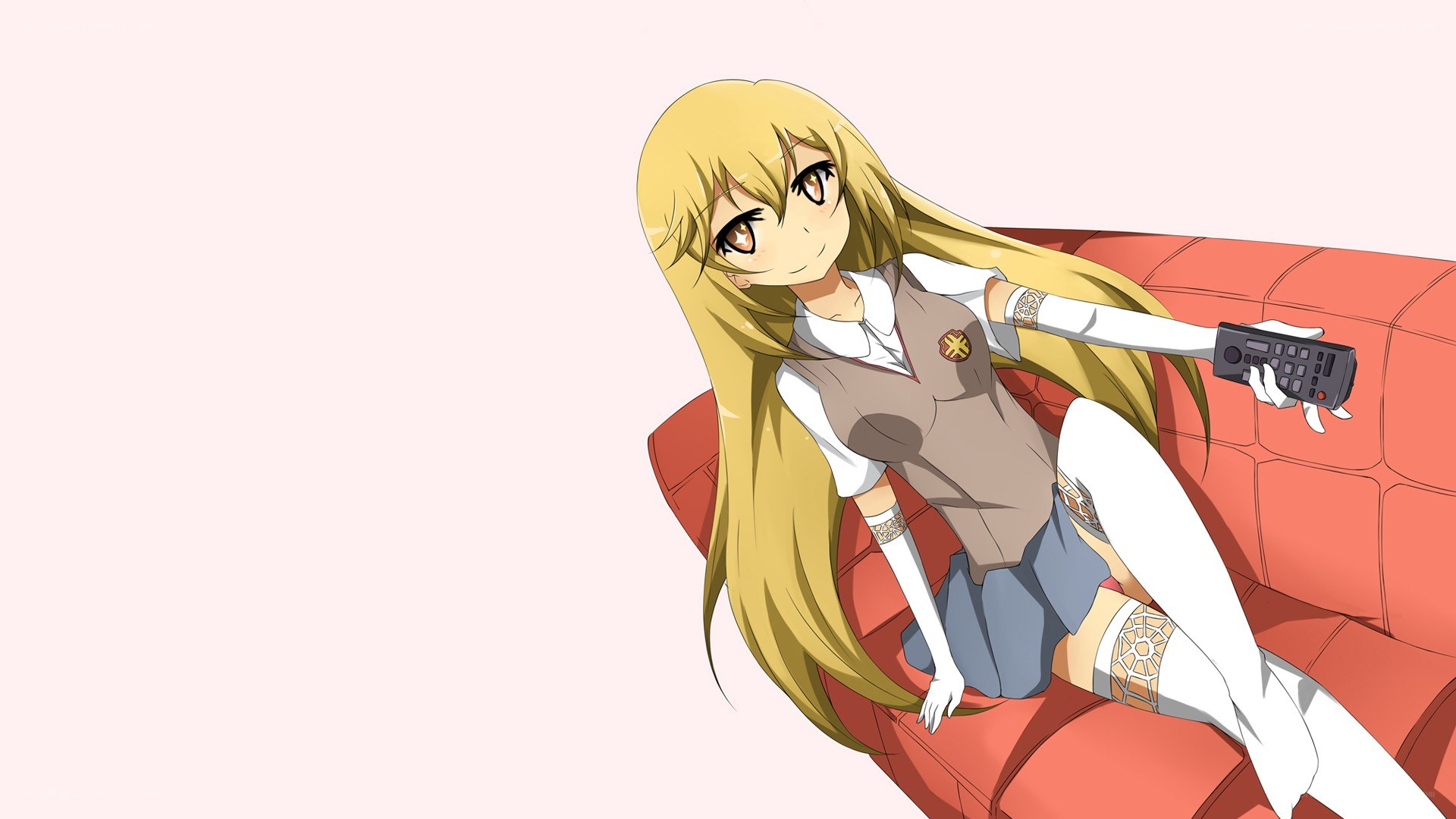 anime girl on red couch