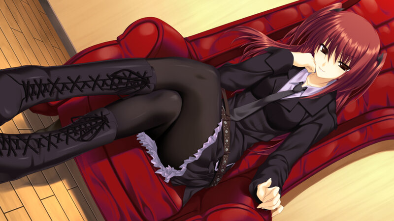 Anime Girl on Red Couch — Relaxed