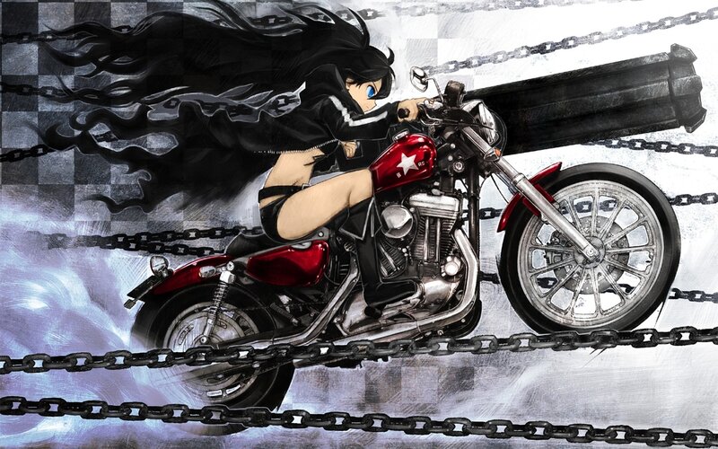anime girl on red motorcycle