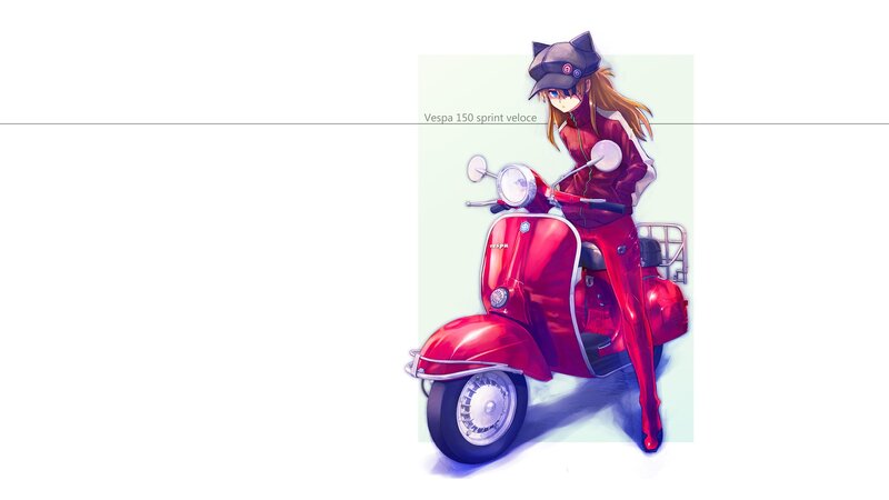 anime girl on red scooter
