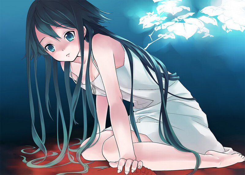 Anime Girl on Red Surface