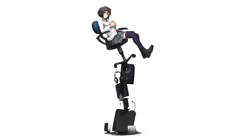 Anime Girl on Robot Chair