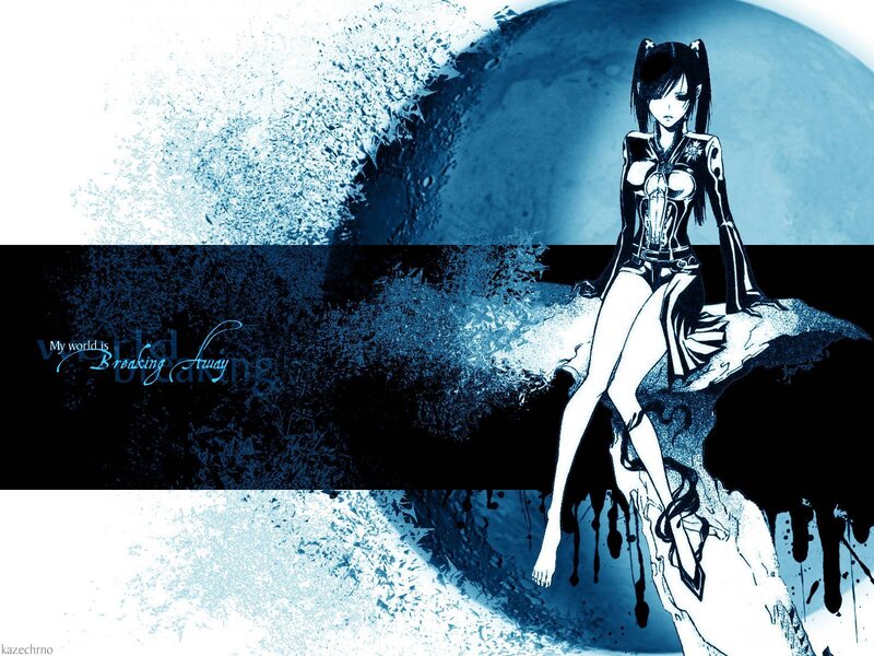 Anime Girl on Rock — Blue