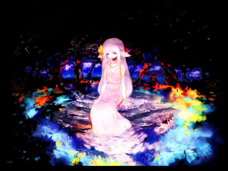Anime Girl on Rock