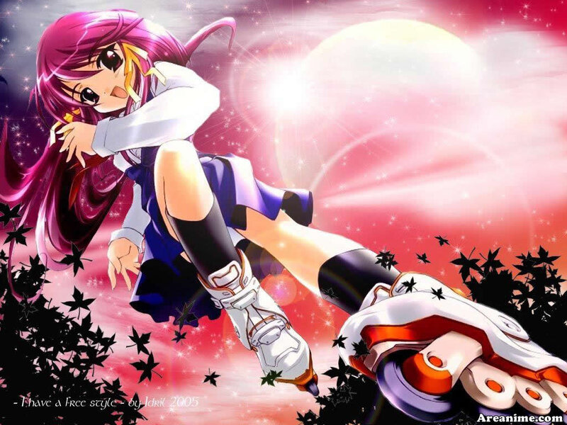 Anime Girl on Roller Skates — Pink