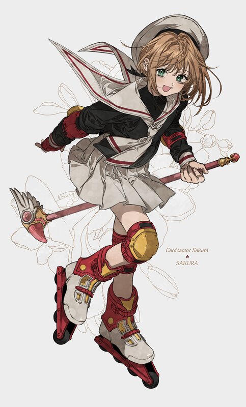 Anime Girl on Roller Skates — White