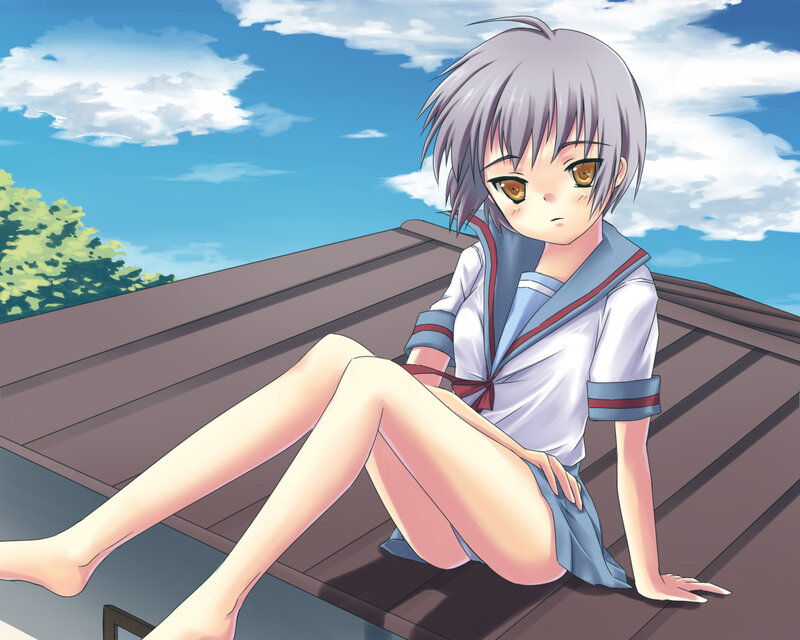 anime girl on roof