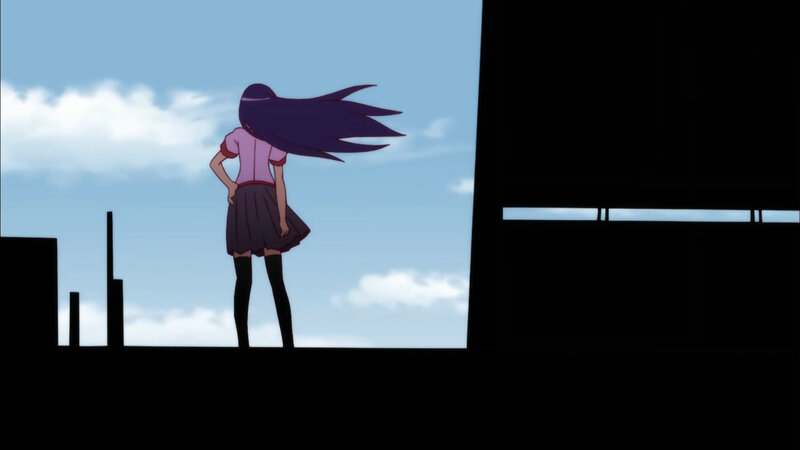 anime girl on rooftop