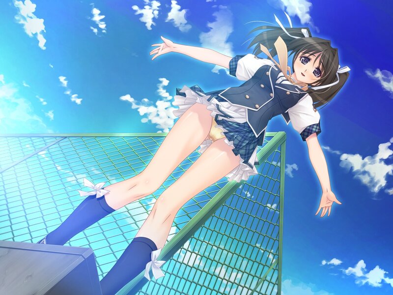 anime girl on rooftop