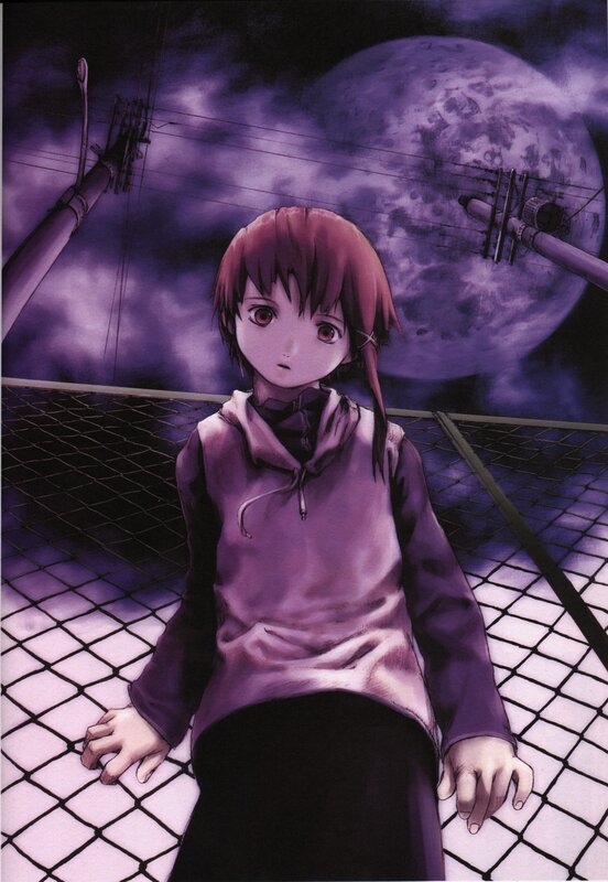 anime girl on rooftop at night