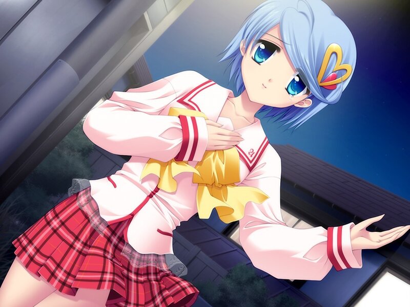 Anime Girl on Rooftop — Blue, Calm