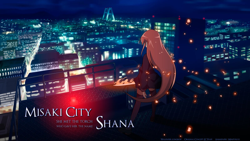 Anime Girl on Rooftop — Blue, Dramatic, Night, Cityscape