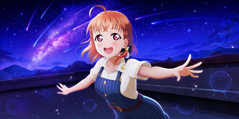 Anime Girl on Rooftop — Blue, Joyful