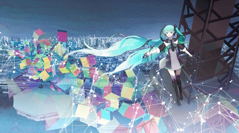 Anime Girl on Rooftop — Cyan