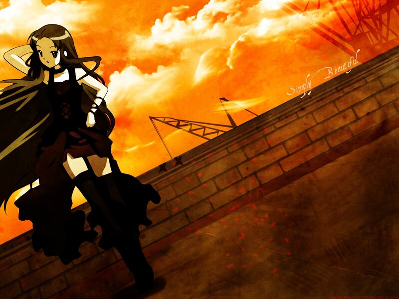 Anime Girl on Rooftop — Orange, Dramatic, Sunset