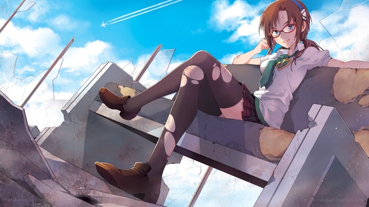 anime girl on rubble