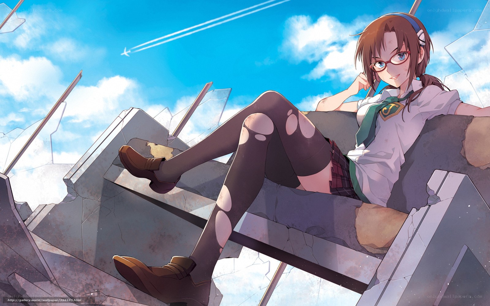 Anime girl on rubble