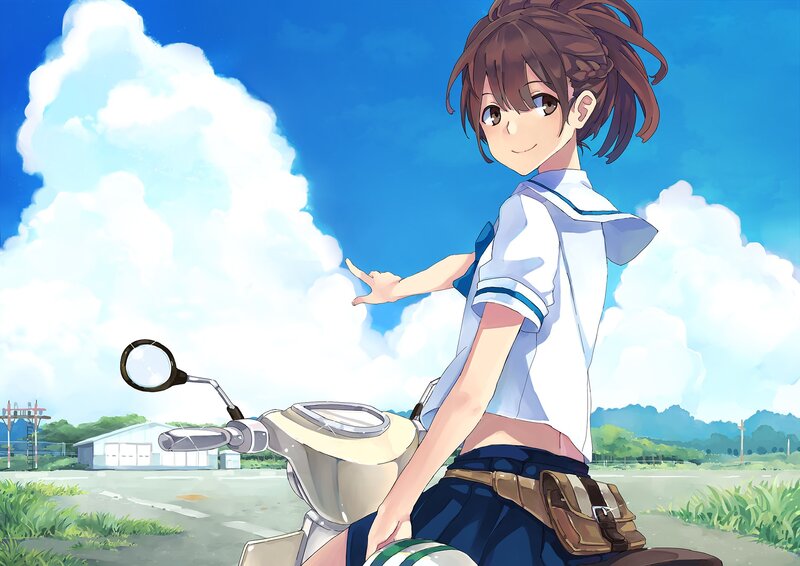 Anime girl on scooter
