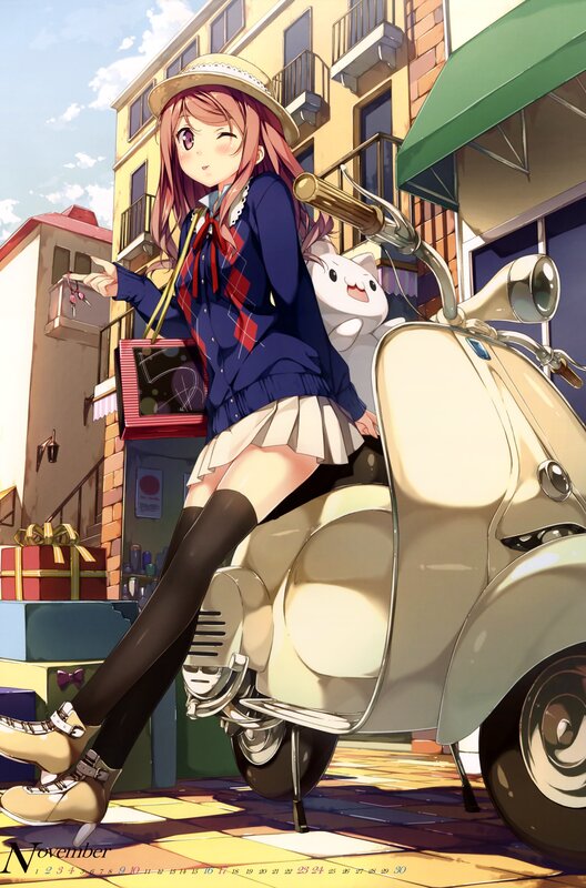 Anime girl on scooter