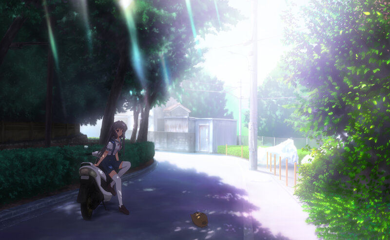 Anime Girl on Scooter — Green