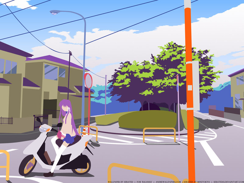 Anime Girl on Scooter — Purple