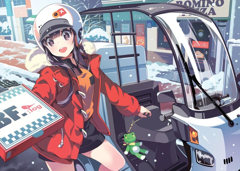 Anime Girl on Scooter — Red
