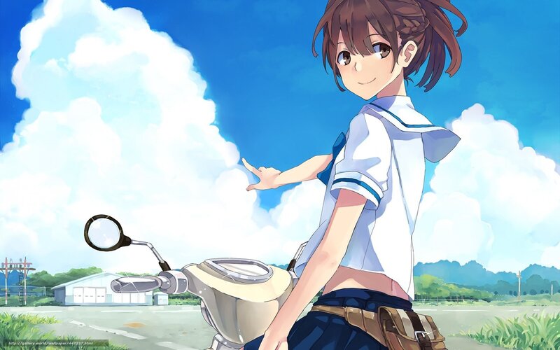 Anime girl on scooter