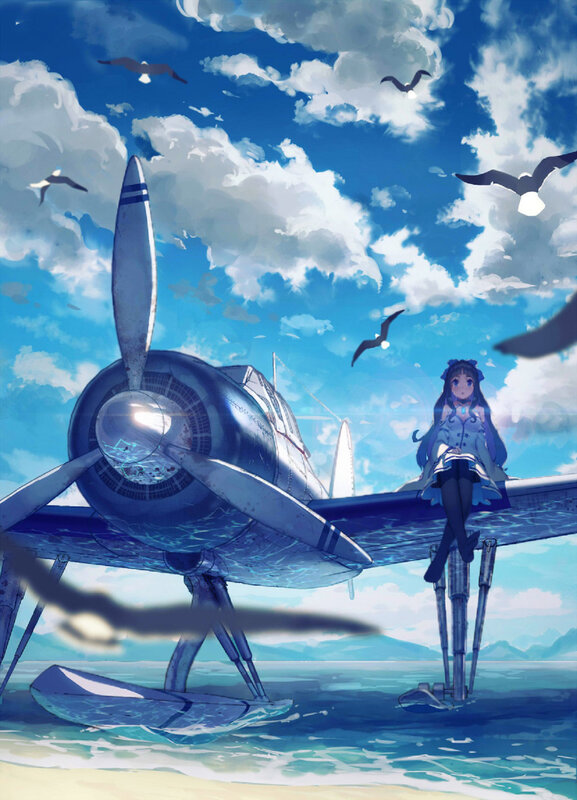 Anime Girl on Seaplane