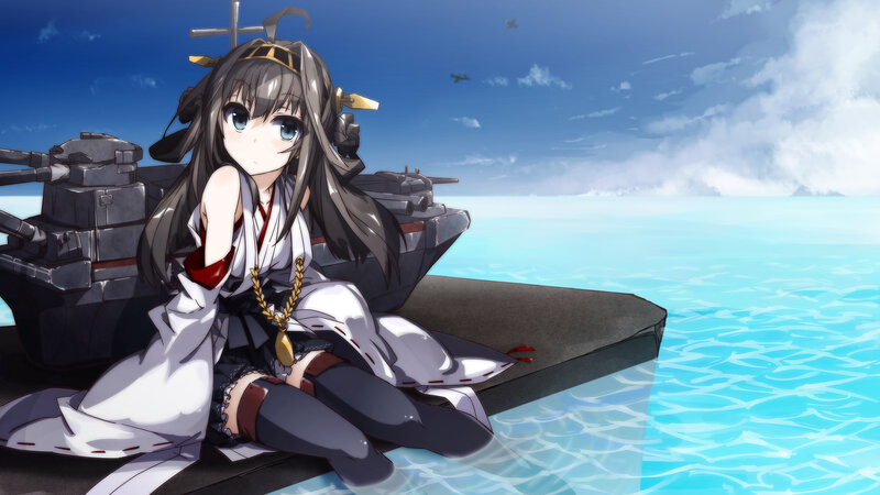 Anime Girl on Ship — Blue, Serene, Afternoon, Sea