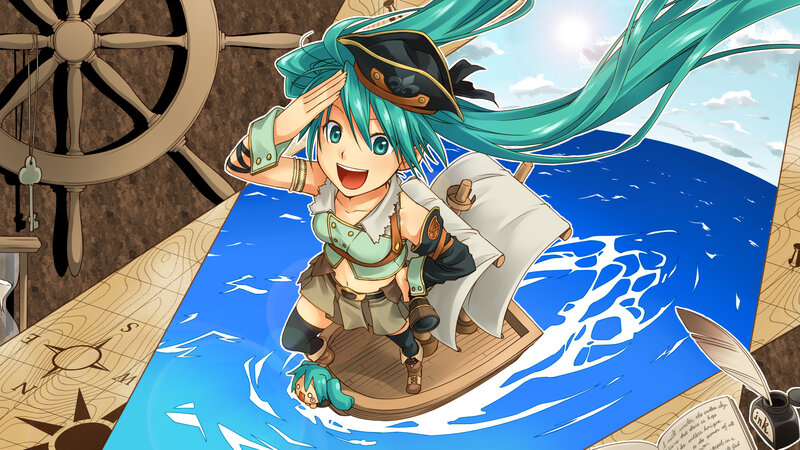 Anime Girl on Ship — Blue