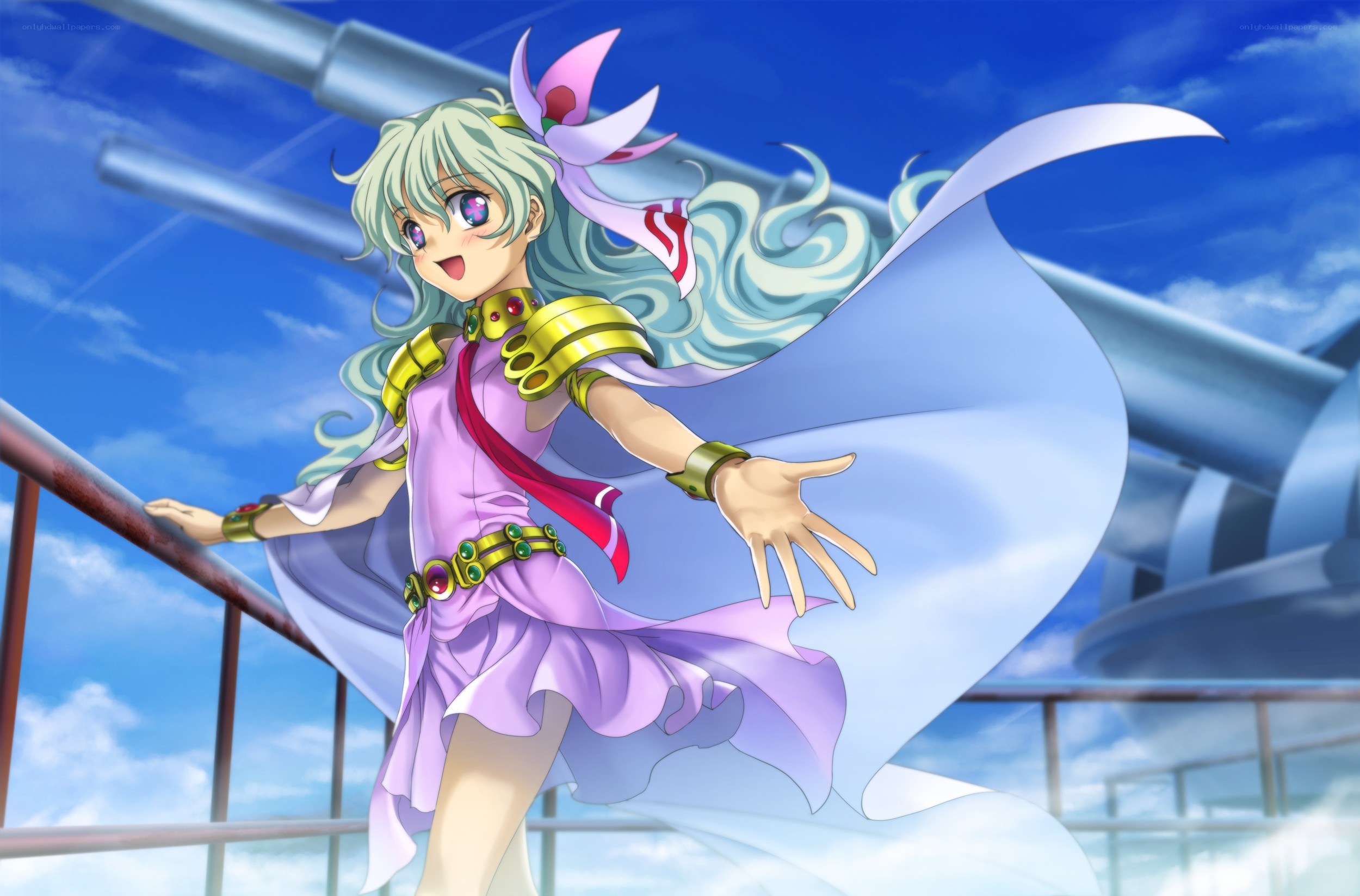 anime girl on ship deck