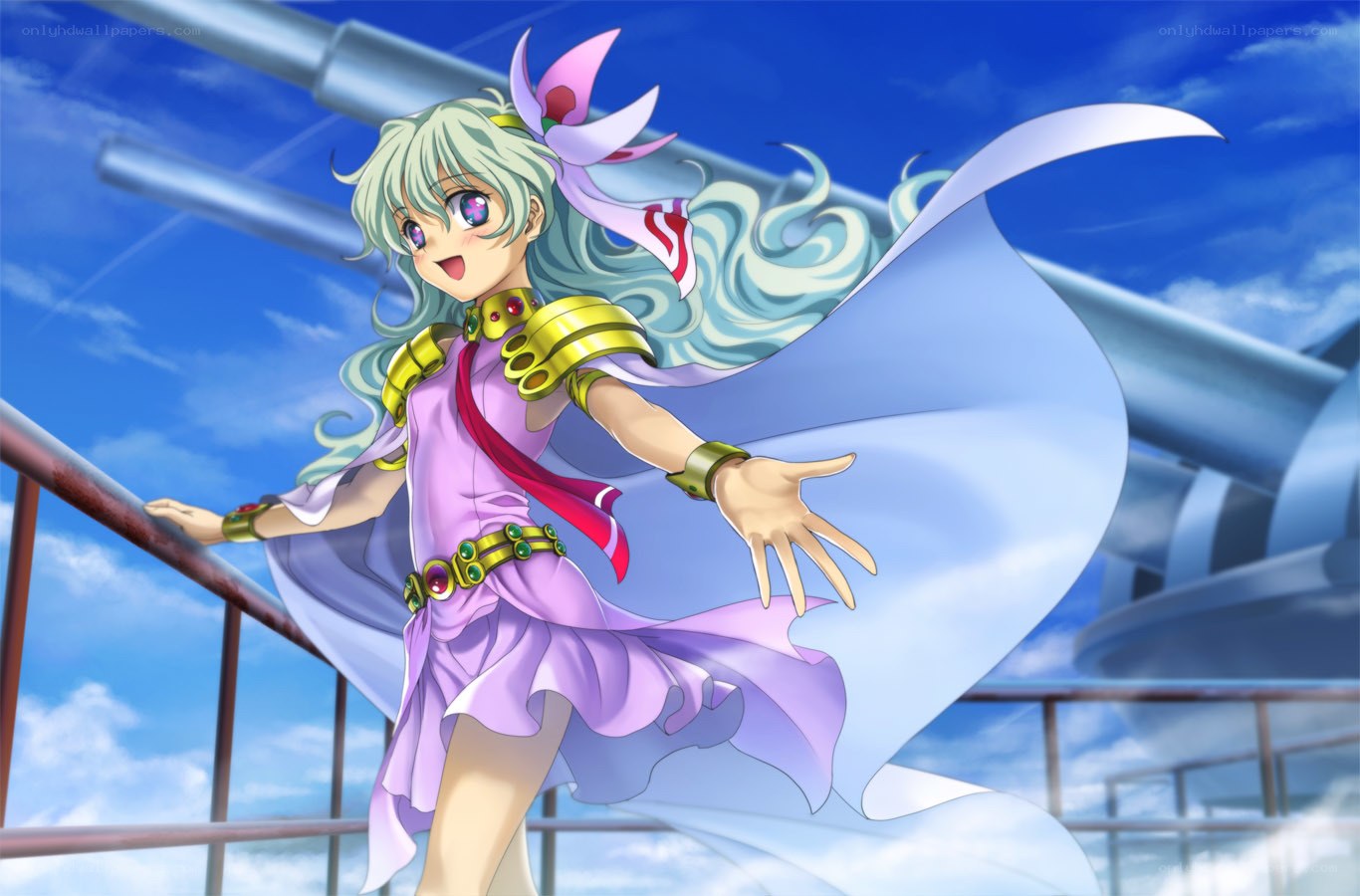 anime girl on ship deck