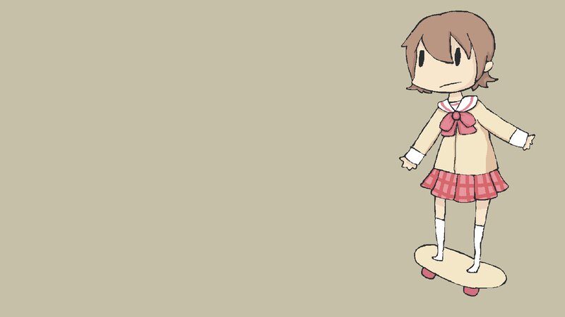 Anime Girl on Skateboard — Beige
