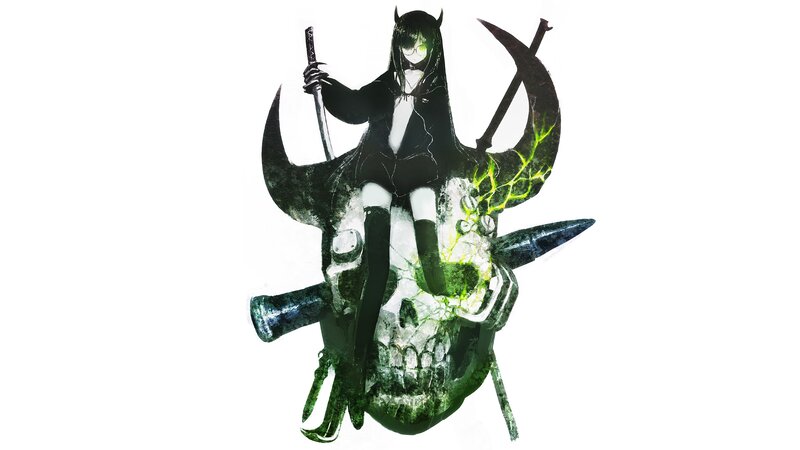 Anime Girl on Skull