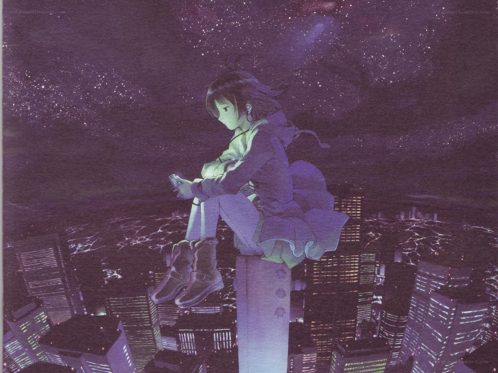 anime girl on skyscraper