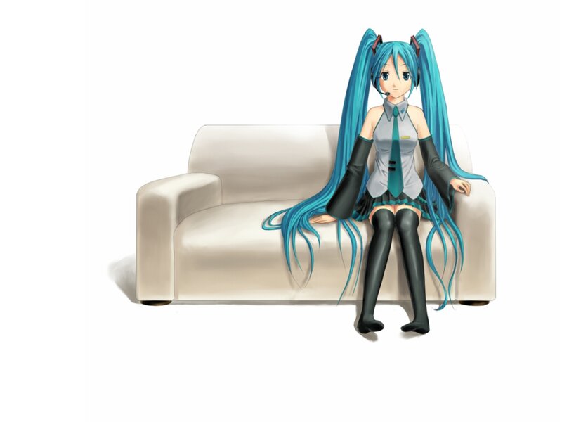 Anime Girl on Sofa — Blue