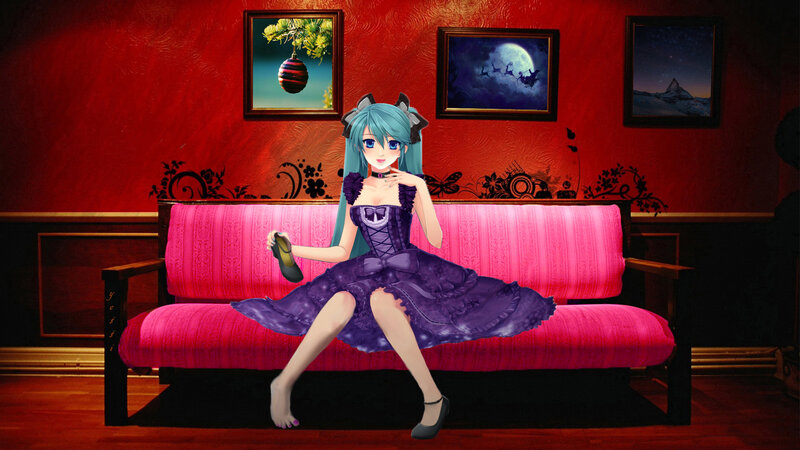 Anime Girl on Sofa — Red, Dramatic