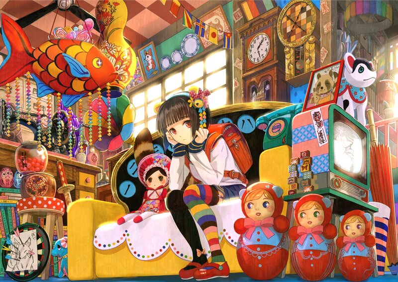 Anime Girl on Sofa — Yellow, Chaotic