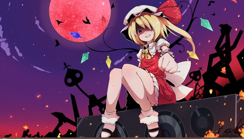 anime girl on speaker at night
