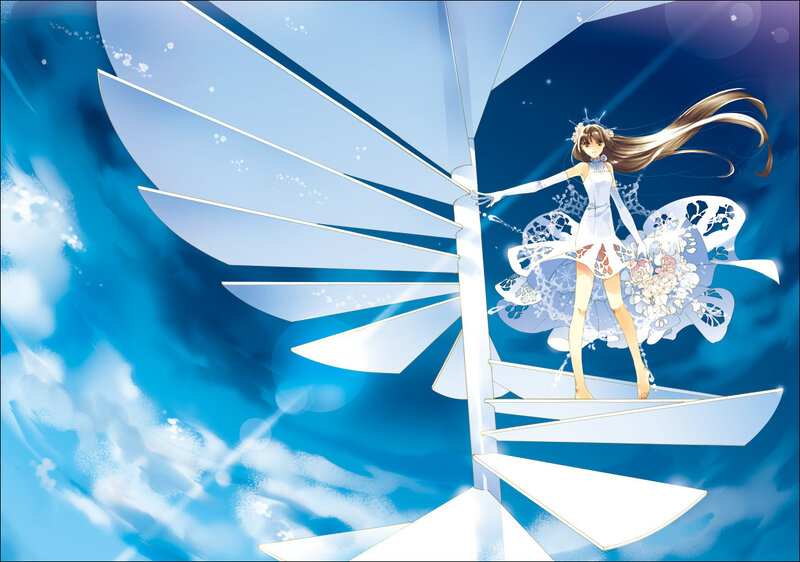 anime girl on spiral staircase