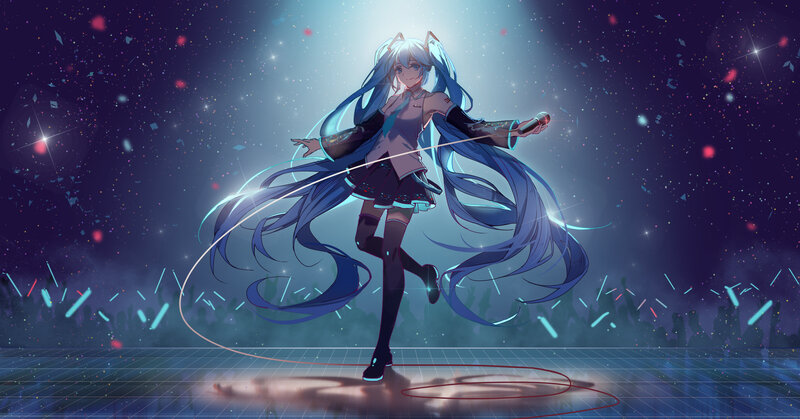 Anime Girl on Stage — Blue, Dynamic