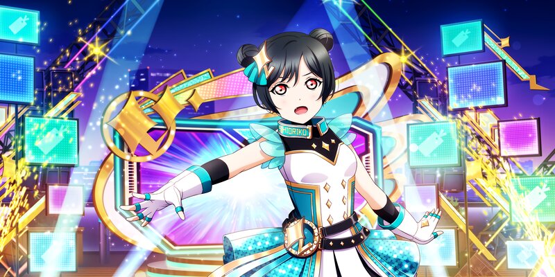 Anime Girl on Stage — Blue, Energetic, Night, Digital Art, Lights
